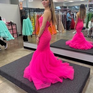 Hot Pink Mermaid Dress, new with tags, never worn by La Femme, size 0